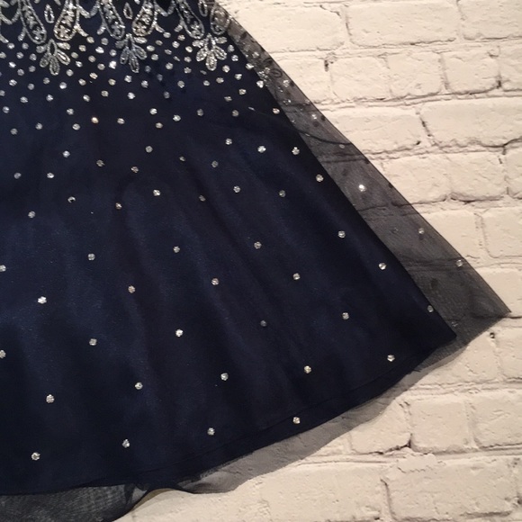 Masquerade Dark Blue Midi Dress Size 7/8 - Picture 6 of 13